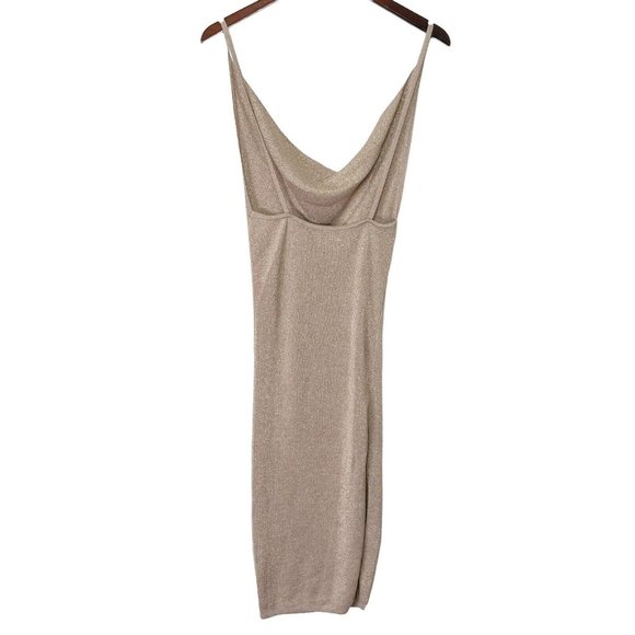 Superdown Womens Revolve Sabrina Knit Midi Dress Nude Metallic Lurex Knit Size S - Picture 6 of 11